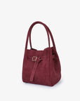 HOLLACE MINI TOTE FAUX SUEDE CROC BUCKLE WINE - REMI/REID