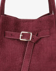 HOLLACE MINI TOTE FAUX SUEDE CROC BUCKLE WINE - REMI/REID