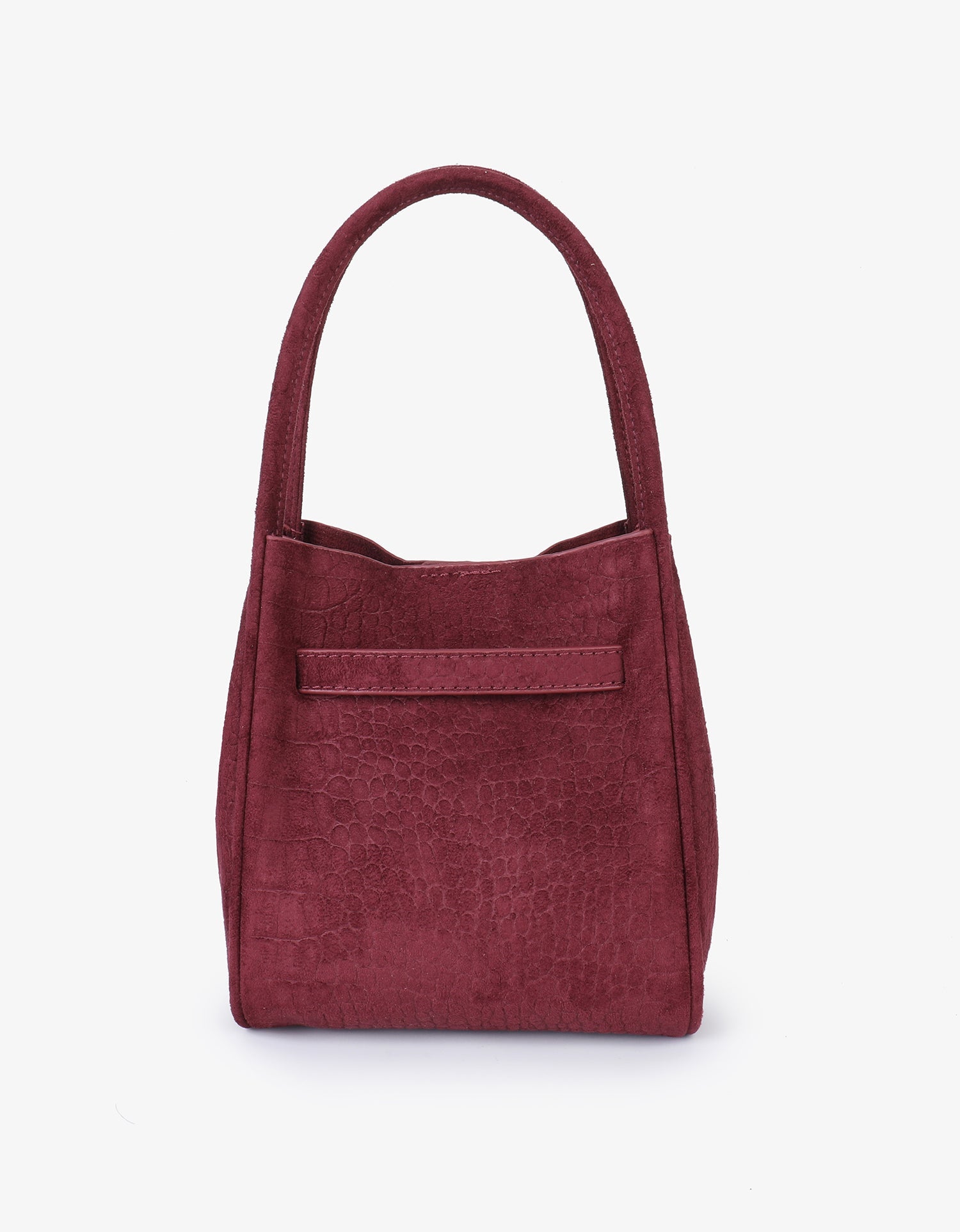 HOLLACE MINI TOTE FAUX SUEDE CROC BUCKLE WINE - REMI/REID