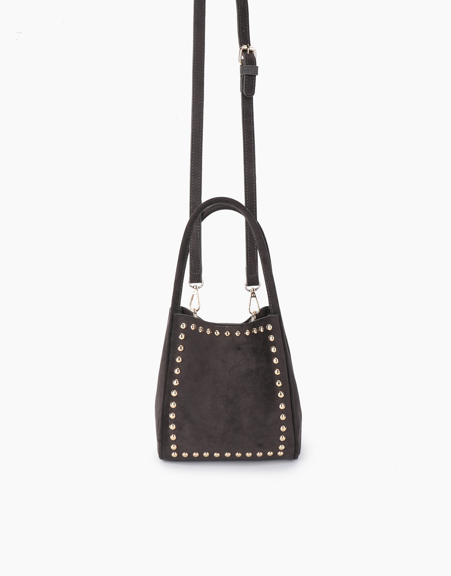 HOLLACE MINI TOTE STUDDED FAUX SUEDE CHARCOAL - REMI/REID