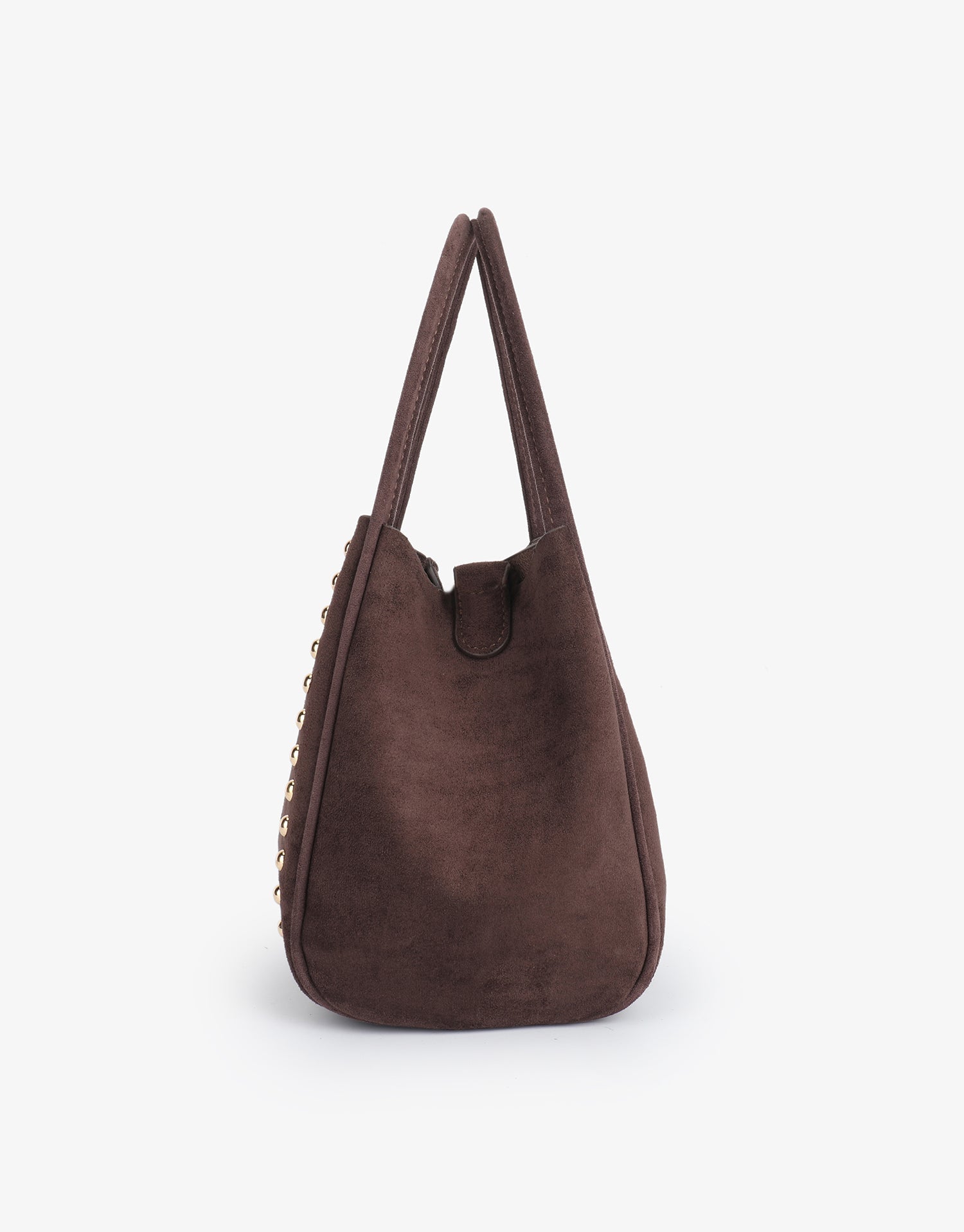 HOLLACE MINI TOTE STUDDED FAUX SUEDE CHOCOLATE - REMI/REID