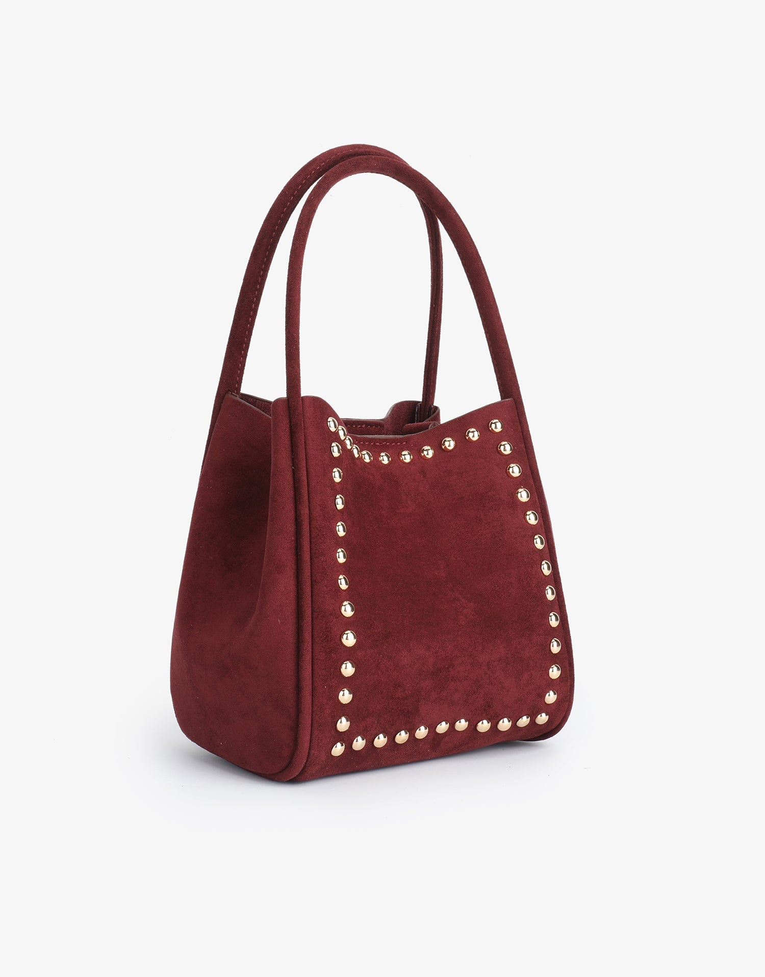 HOLLACE MINI TOTE STUDDED FAUX SUEDE WINE - REMI/REID