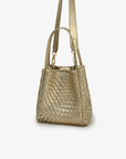 HOLLACE MINI TOTE WOVEN HI SHINE PLATINUM - REMI/REID