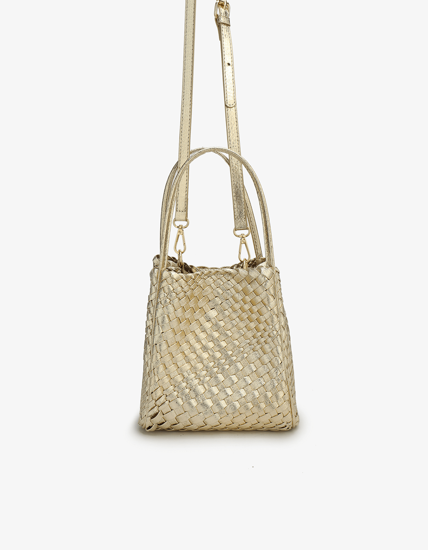 HOLLACE MINI TOTE WOVEN HI SHINE PLATINUM - REMI/REID