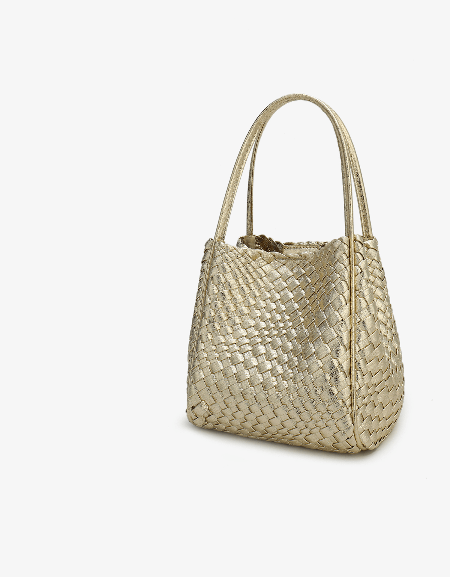 HOLLACE MINI TOTE WOVEN HI SHINE PLATINUM - REMI/REID