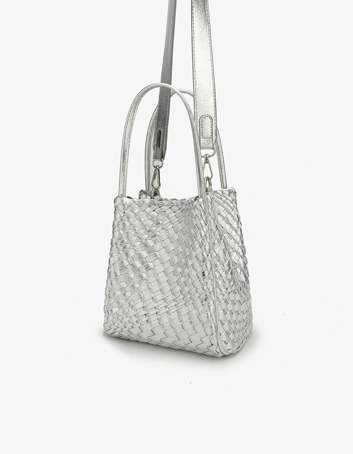 HOLLACE MINI TOTE WOVEN HI SHINE SILVER - REMI/REID