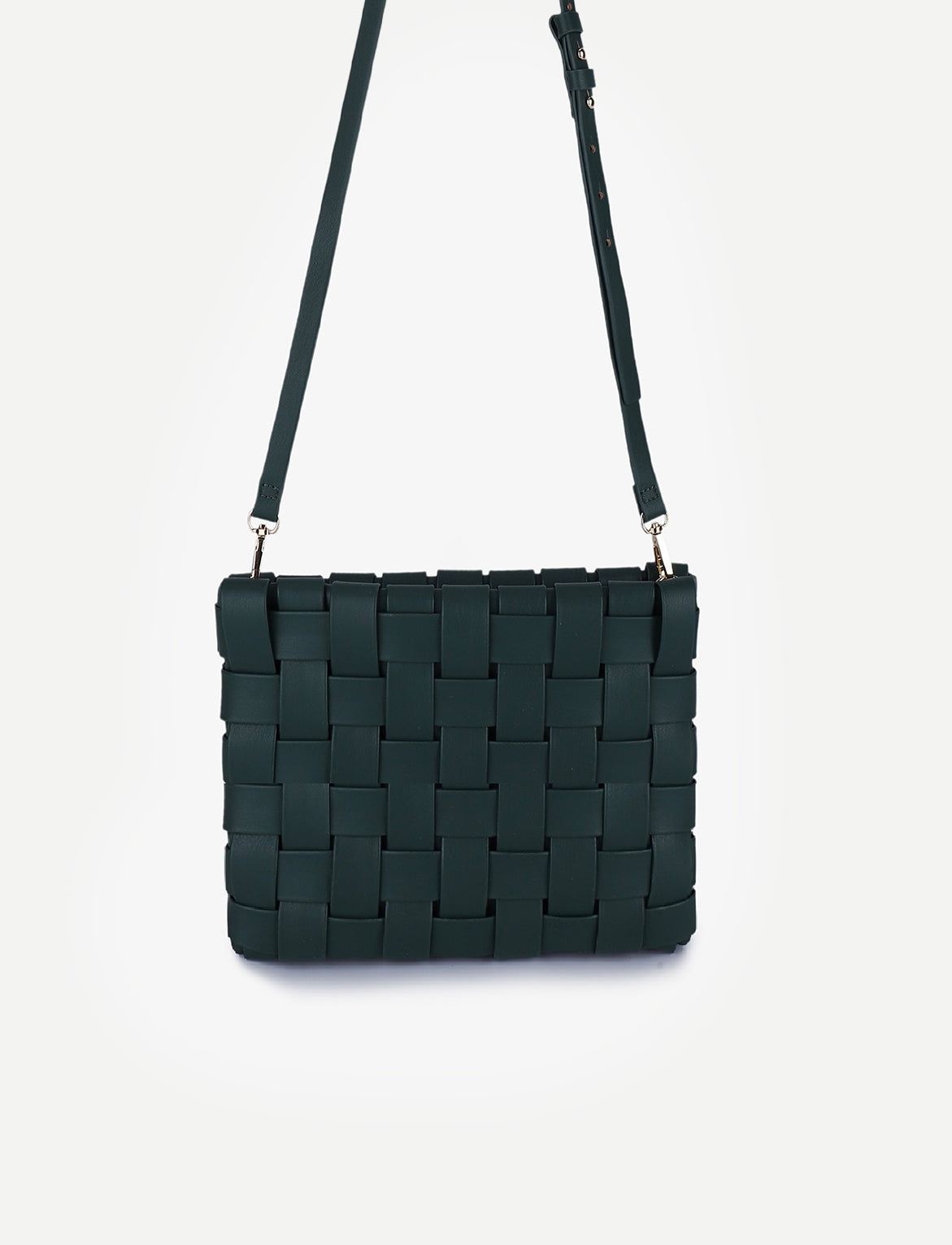 LINDY CLUTCH WOVEN LARGE EMERALD