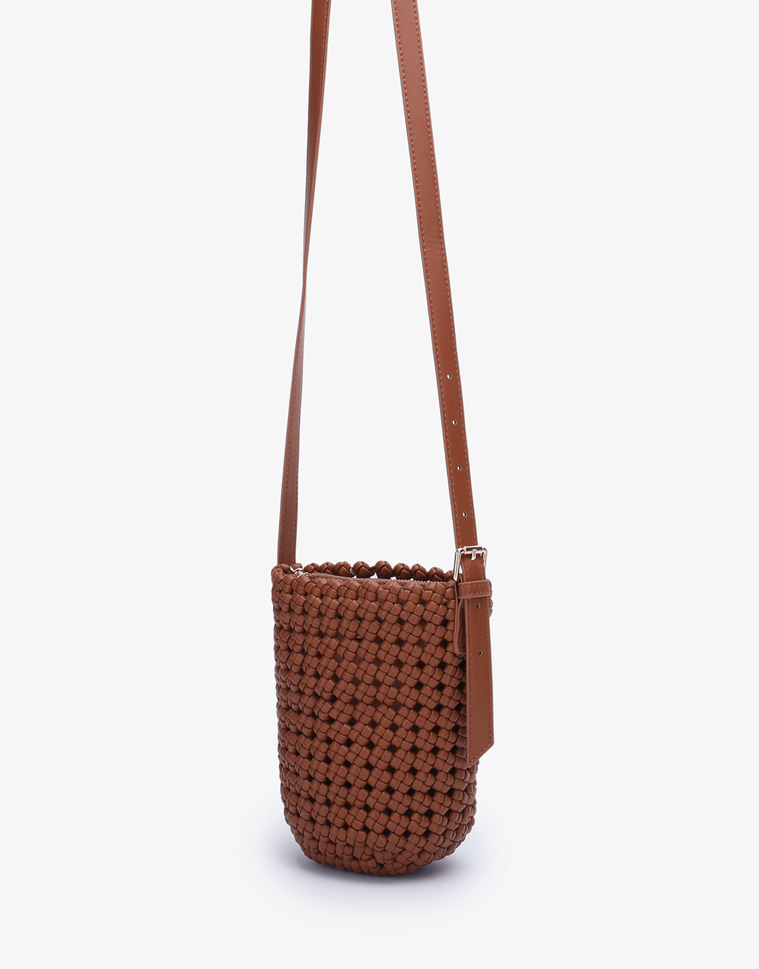 KALANI WOVEN BUCKET BAG MINI BROWN - REMI/REID