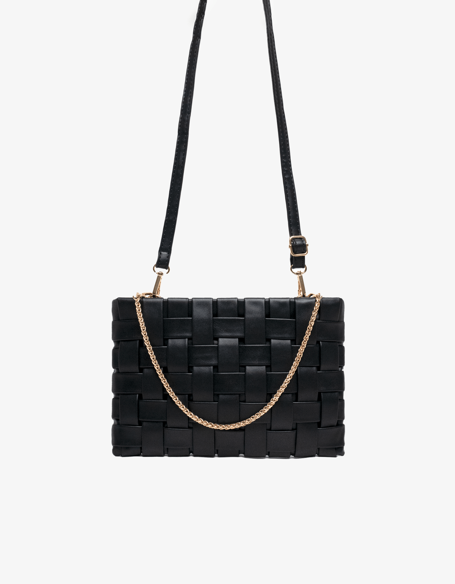 LINDY CLUTCH WOVEN LARGE BLACK - REMI/REID