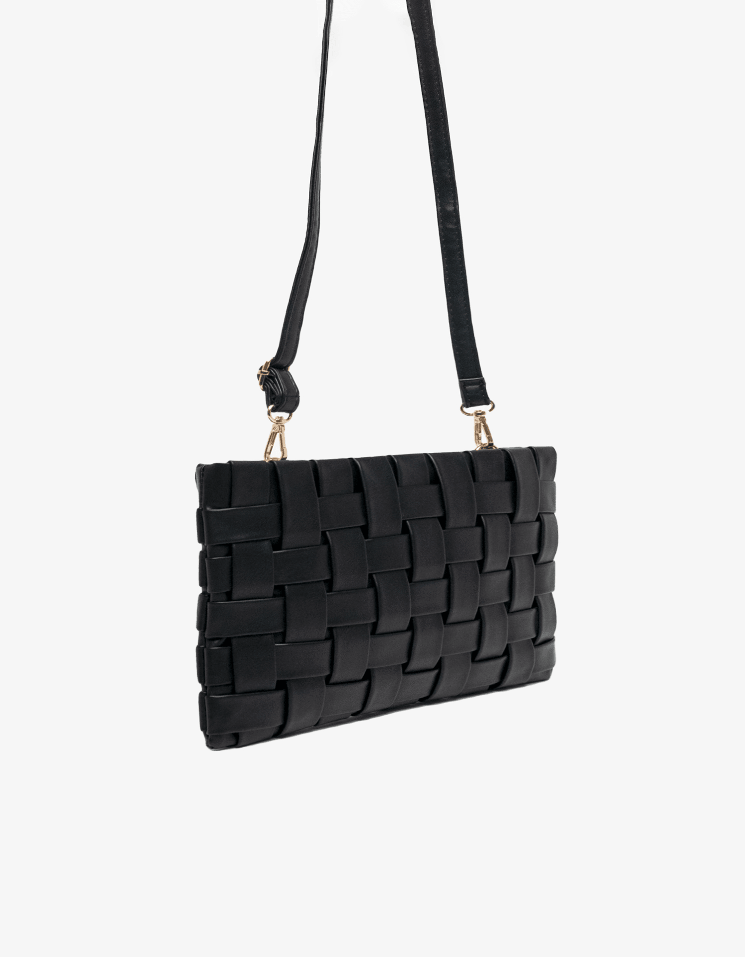 LINDY CLUTCH WOVEN LARGE BLACK - REMI/REID