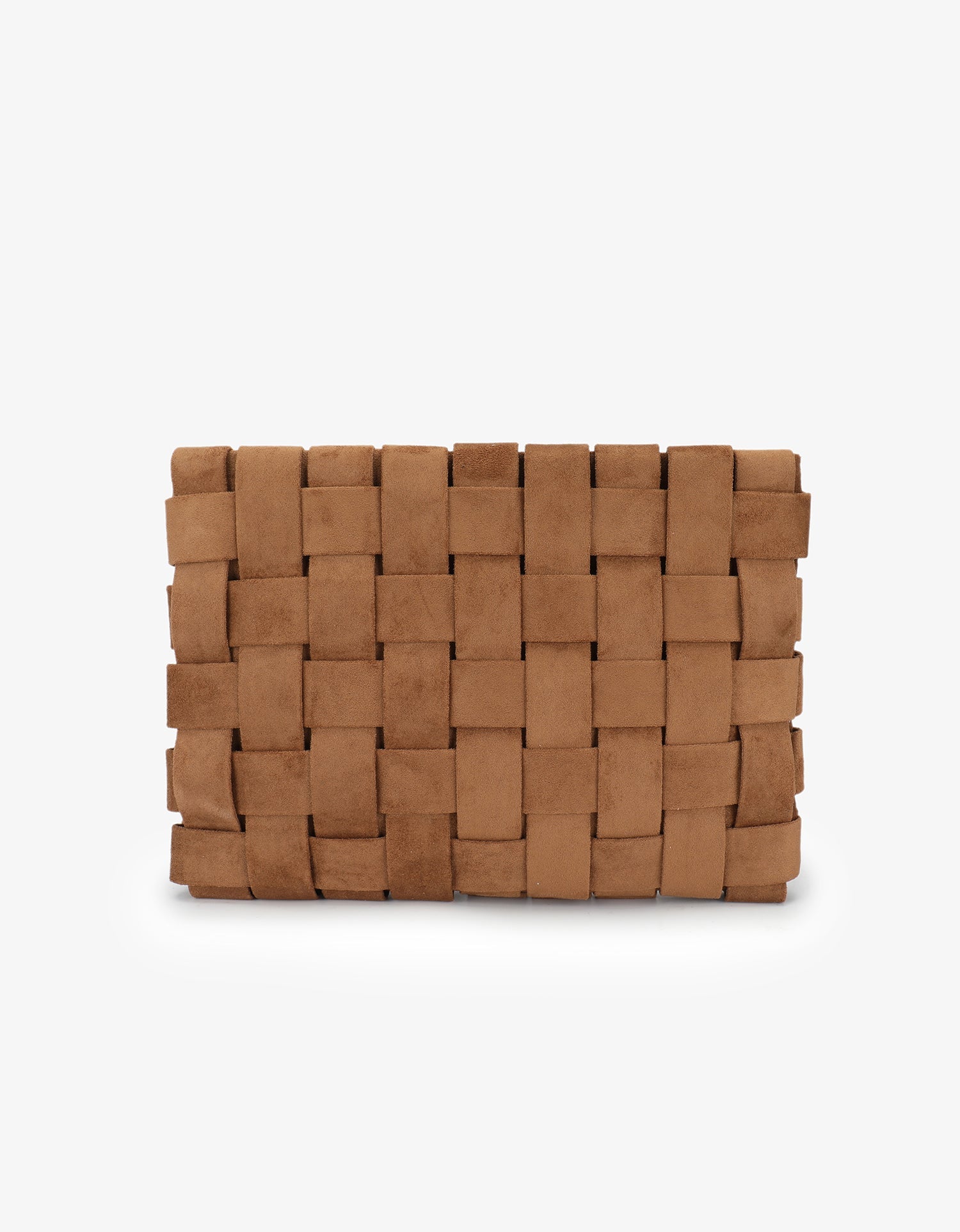 LINDY CLUTCH WOVEN LARGE FAUX SUEDE CAMEL - REMI/REID