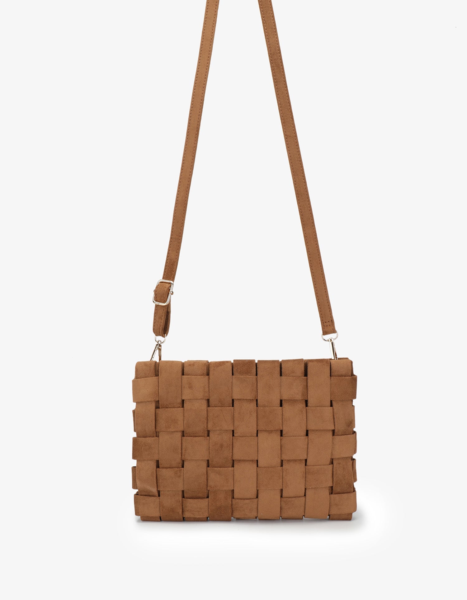 LINDY CLUTCH WOVEN LARGE FAUX SUEDE CAMEL - REMI/REID