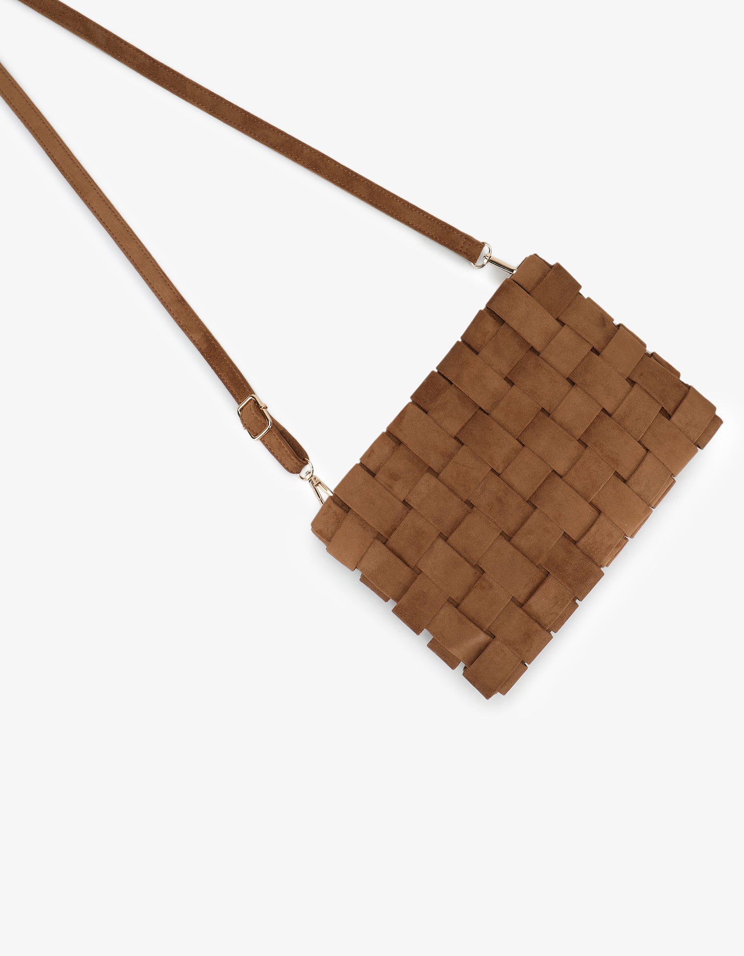 LINDY CLUTCH WOVEN LARGE FAUX SUEDE CAMEL - REMI/REID