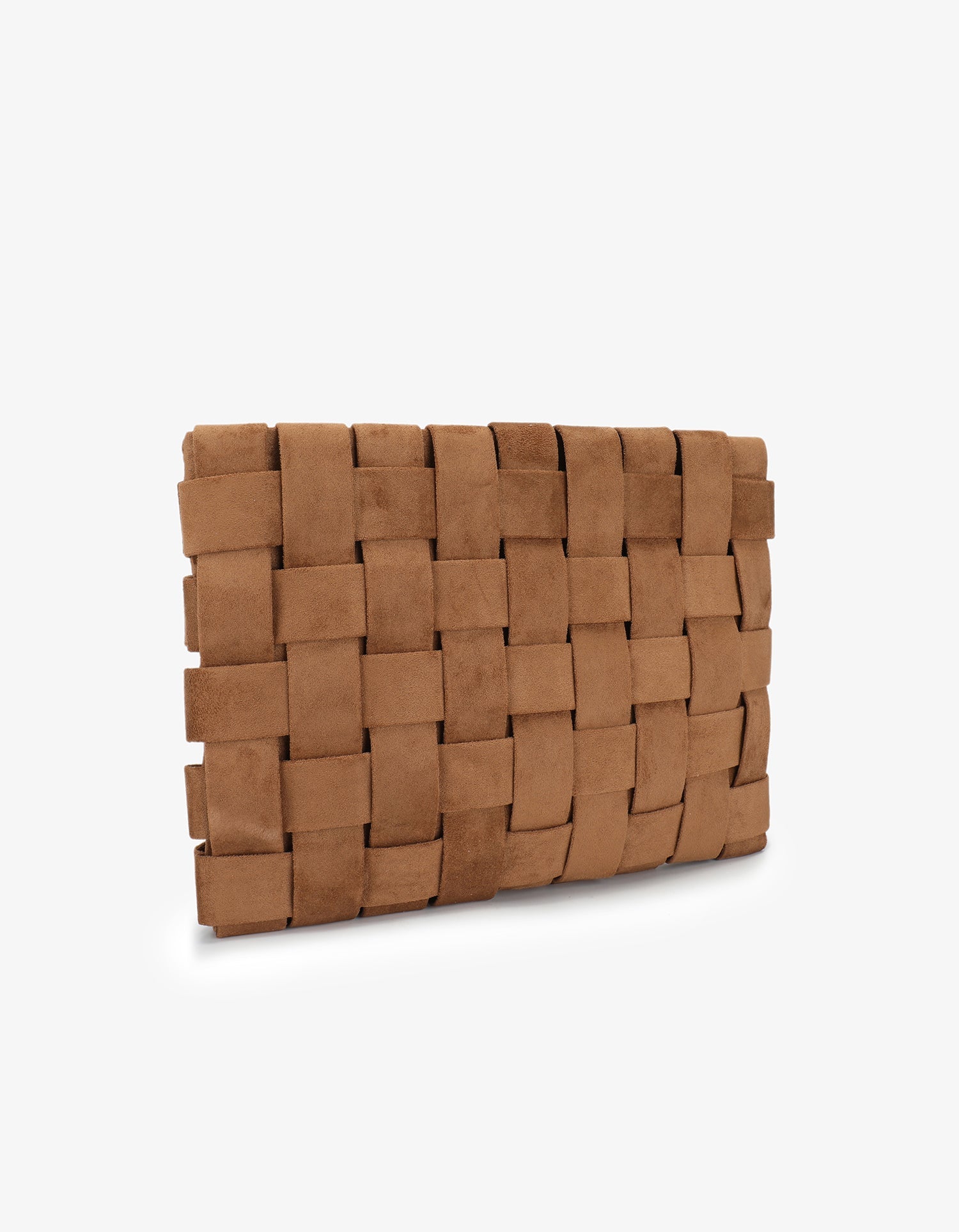 LINDY CLUTCH WOVEN LARGE FAUX SUEDE CAMEL - REMI/REID