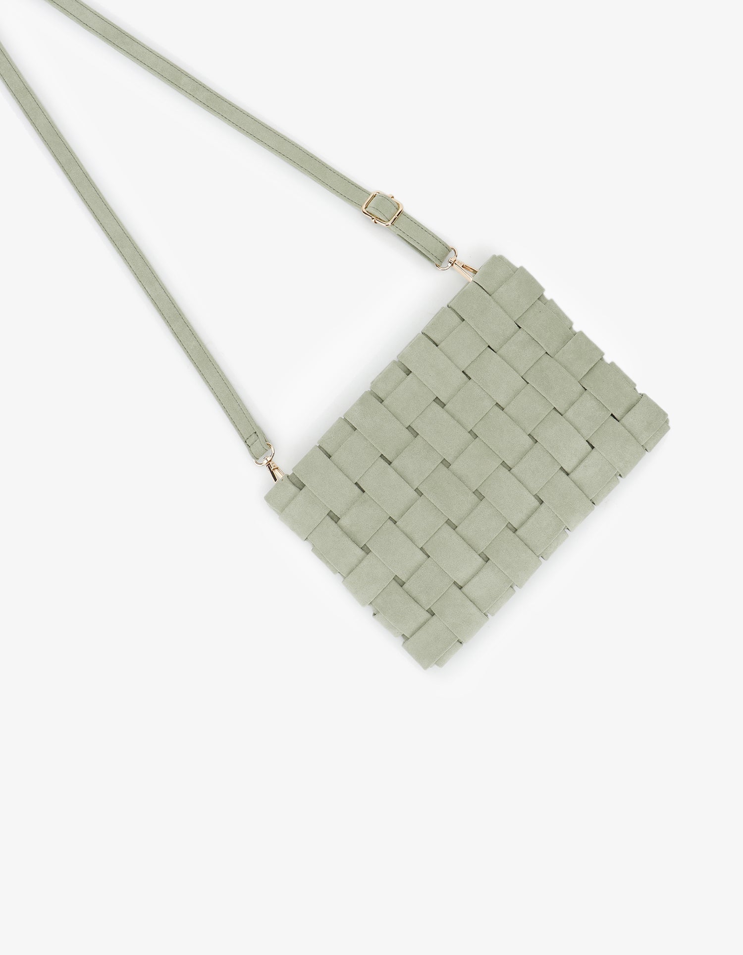 LINDY CLUTCH WOVEN LARGE FAUX SUEDE CELADON - REMI/REID