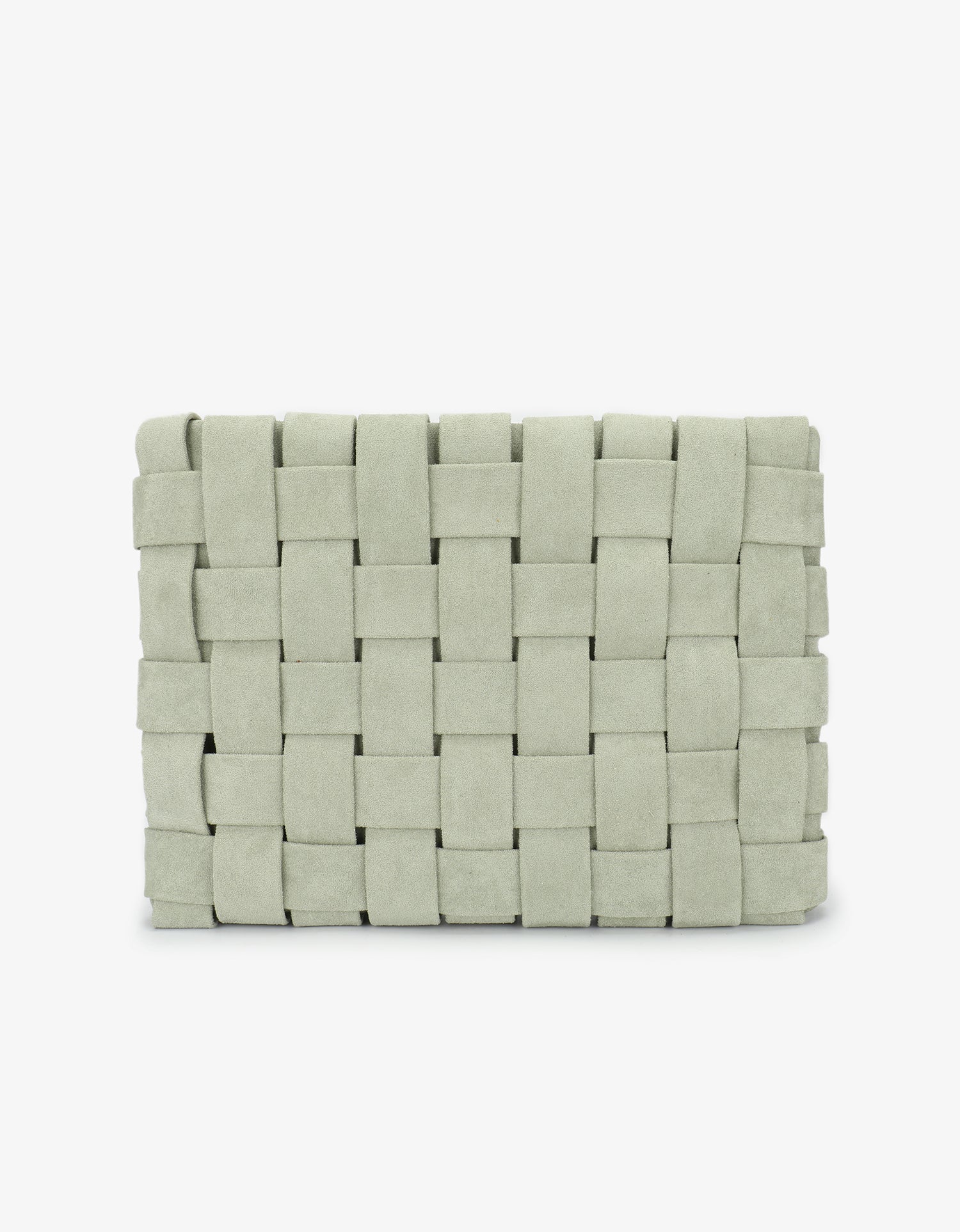 LINDY CLUTCH WOVEN LARGE FAUX SUEDE CELADON - REMI/REID
