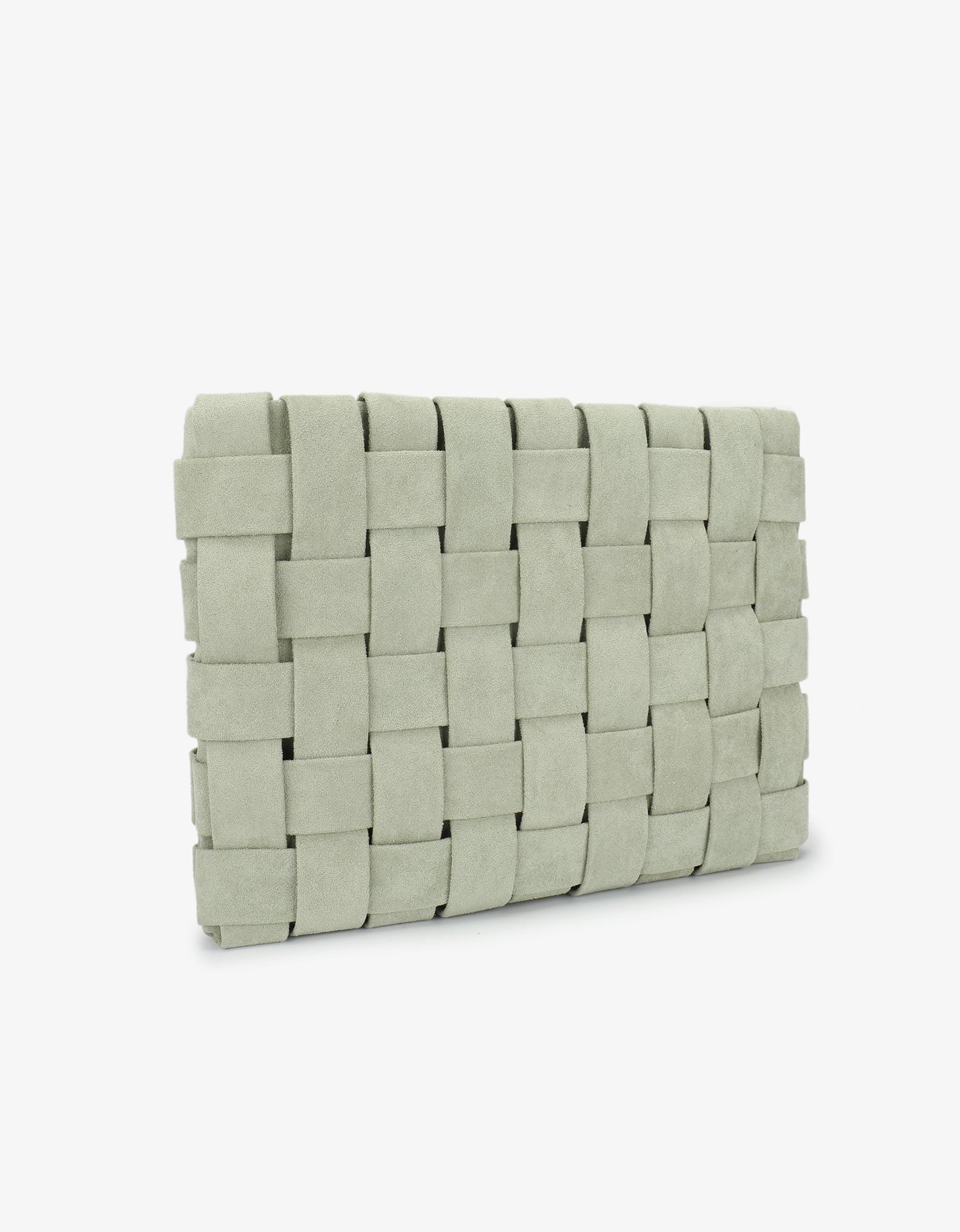 LINDY CLUTCH WOVEN LARGE FAUX SUEDE CELADON - REMI/REID