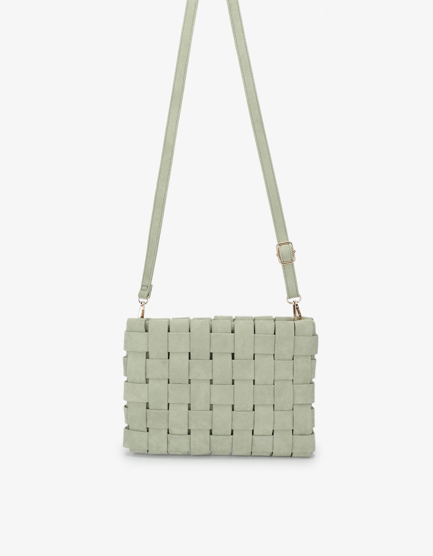 LINDY CLUTCH WOVEN LARGE FAUX SUEDE CELADON - REMI/REID