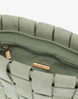 LINDY CLUTCH WOVEN LARGE FAUX SUEDE CELADON - REMI/REID