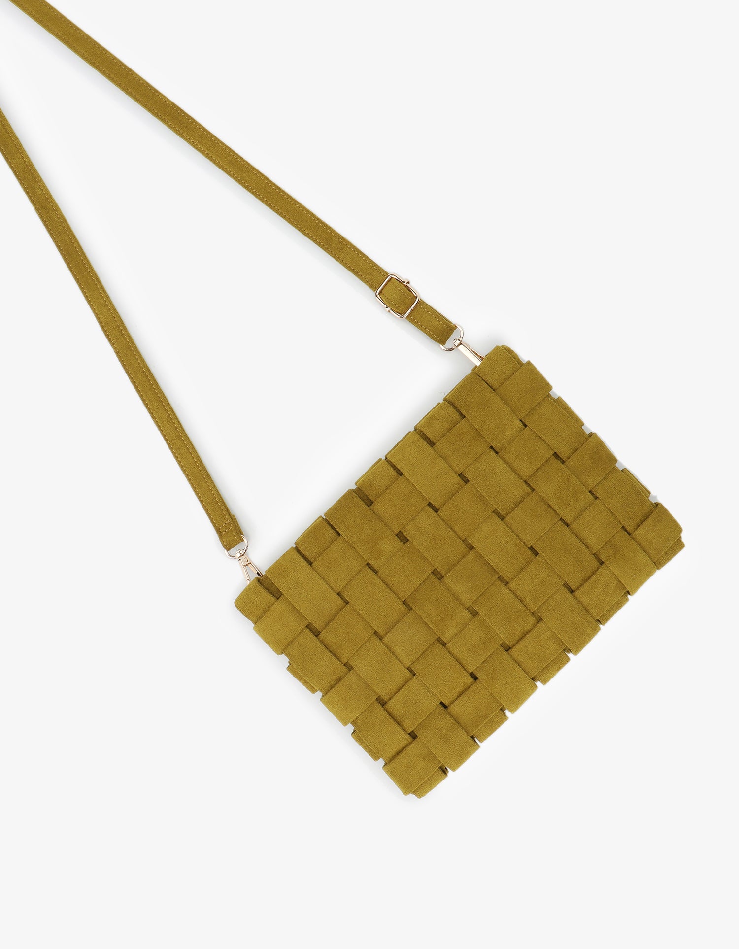 LINDY CLUTCH WOVEN LARGE FAUX SUEDE CHARTREUSE - REMI/REID