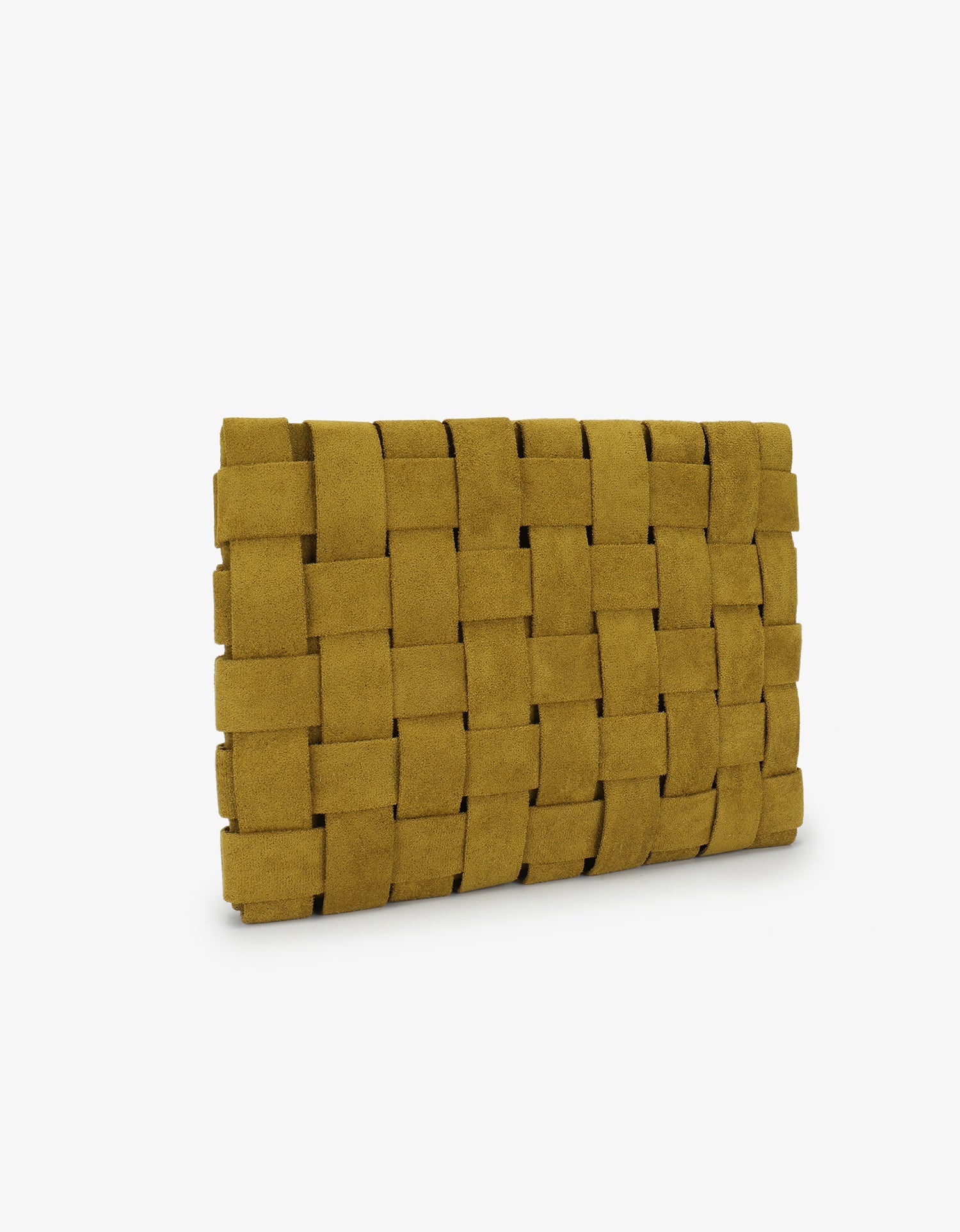 LINDY CLUTCH WOVEN LARGE FAUX SUEDE CHARTREUSE - REMI/REID