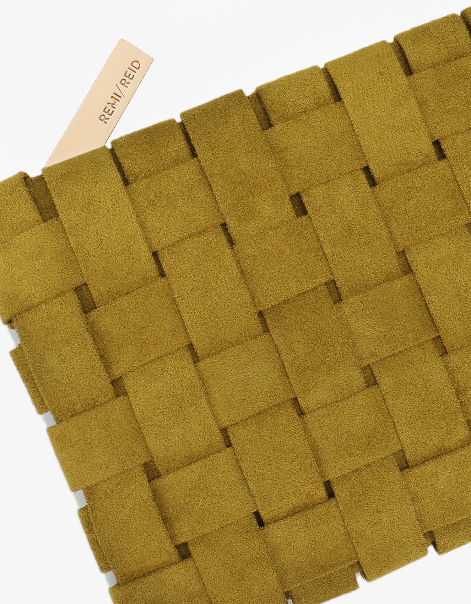 LINDY CLUTCH WOVEN LARGE FAUX SUEDE CHARTREUSE - REMI/REID