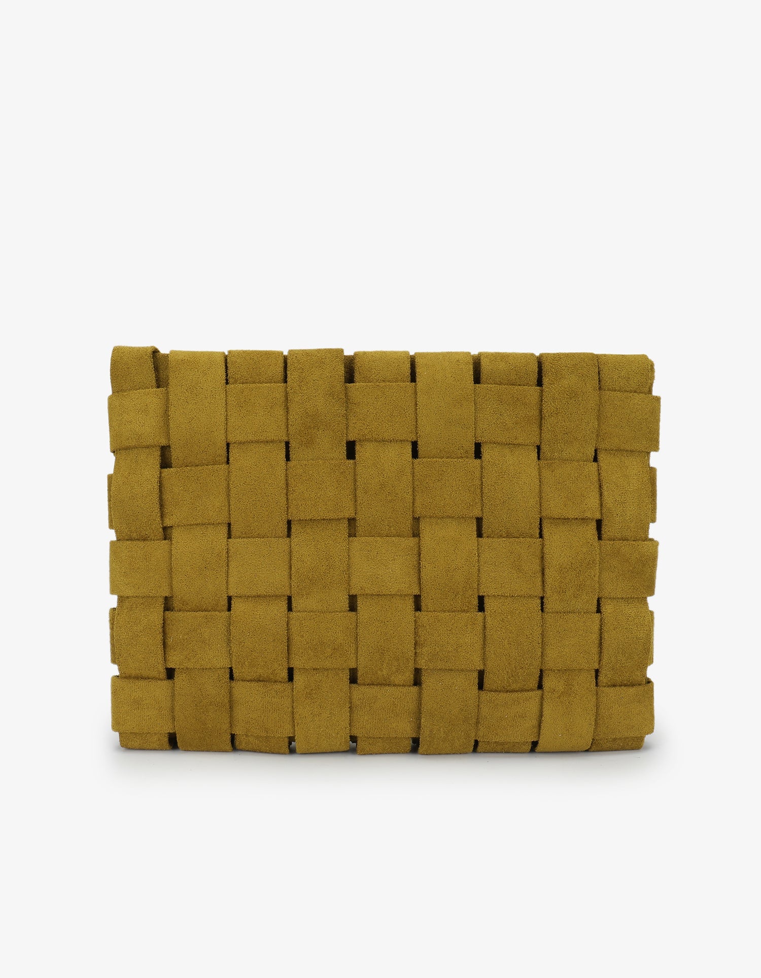 LINDY CLUTCH WOVEN LARGE FAUX SUEDE CHARTREUSE - REMI/REID