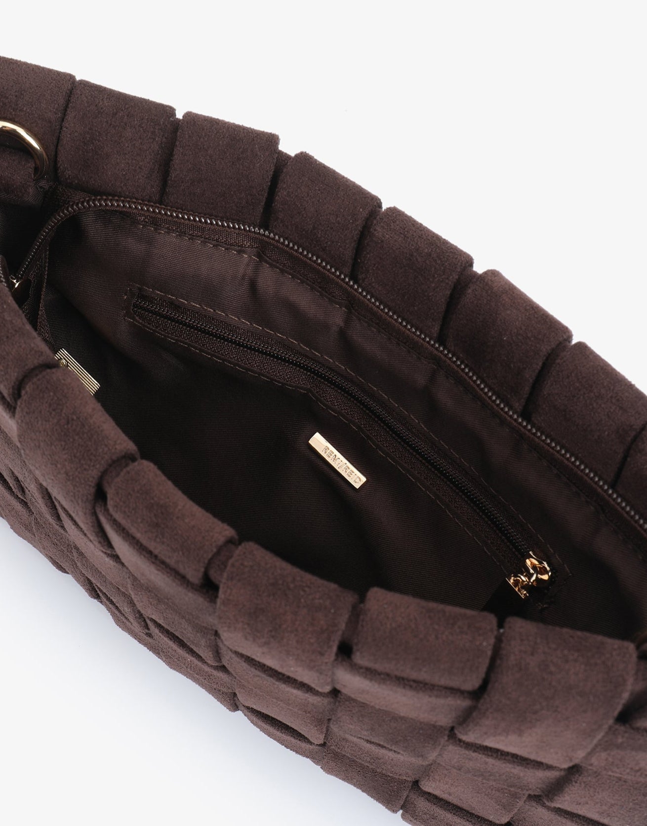 LINDY CLUTCH WOVEN LARGE FAUX SUEDE CHOCOLATE - REMI/REID