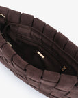 LINDY CLUTCH WOVEN LARGE FAUX SUEDE CHOCOLATE - REMI/REID