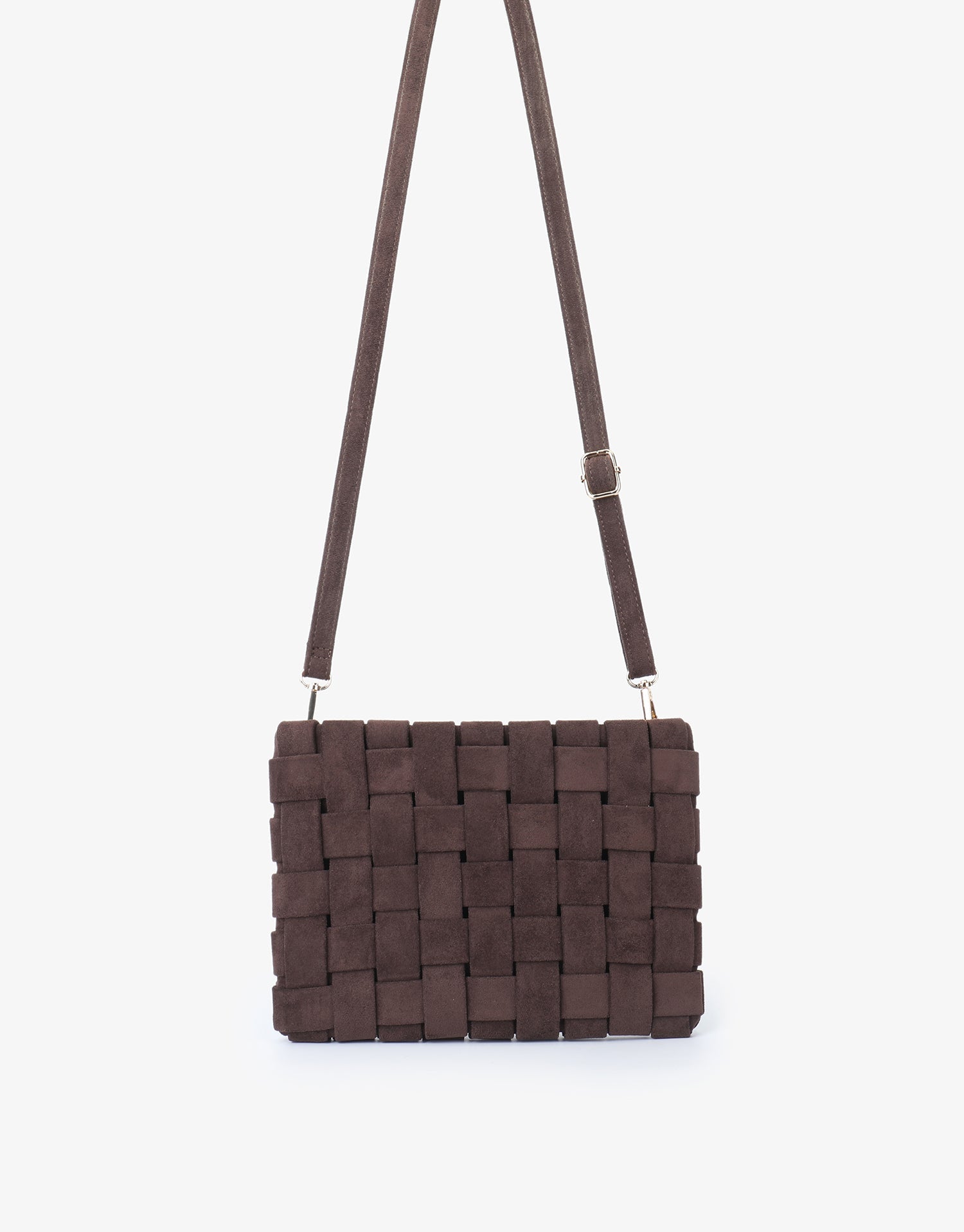 LINDY CLUTCH WOVEN LARGE FAUX SUEDE CHOCOLATE - REMI/REID