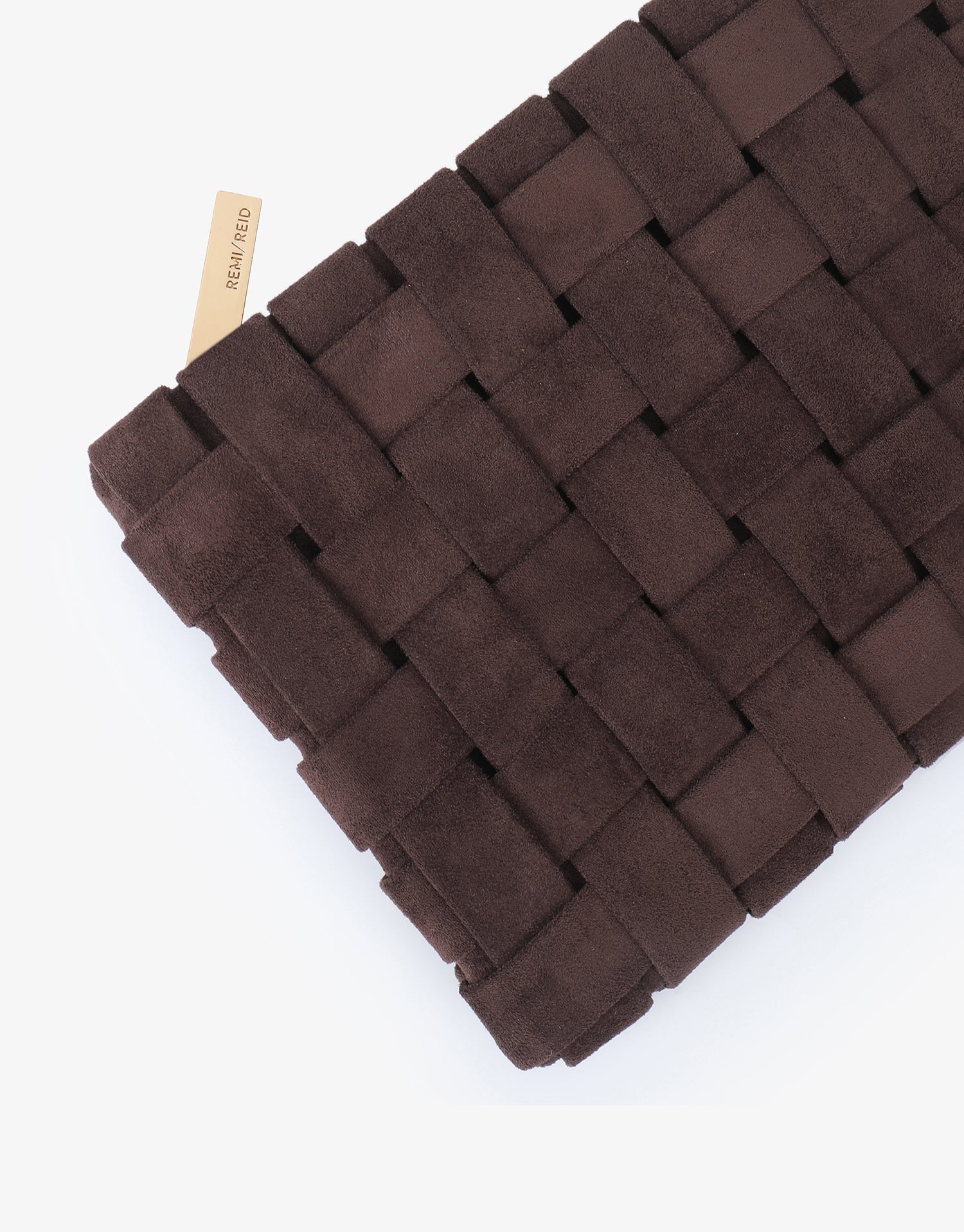 LINDY CLUTCH WOVEN LARGE FAUX SUEDE CHOCOLATE - REMI/REID