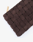 LINDY CLUTCH WOVEN LARGE FAUX SUEDE CHOCOLATE - REMI/REID