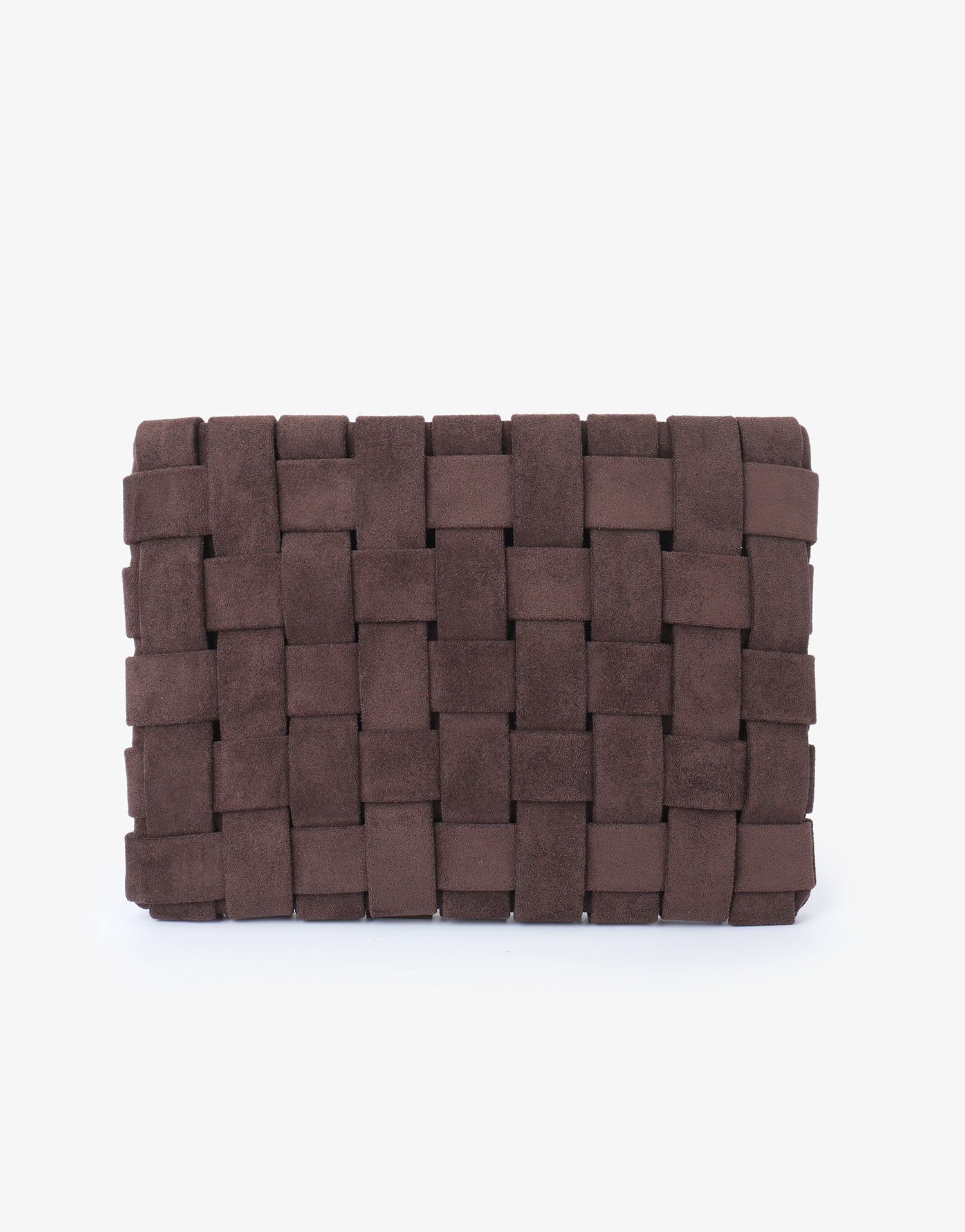 LINDY CLUTCH WOVEN LARGE FAUX SUEDE CHOCOLATE - REMI/REID