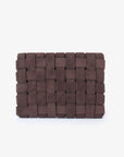 LINDY CLUTCH WOVEN LARGE FAUX SUEDE CHOCOLATE - REMI/REID