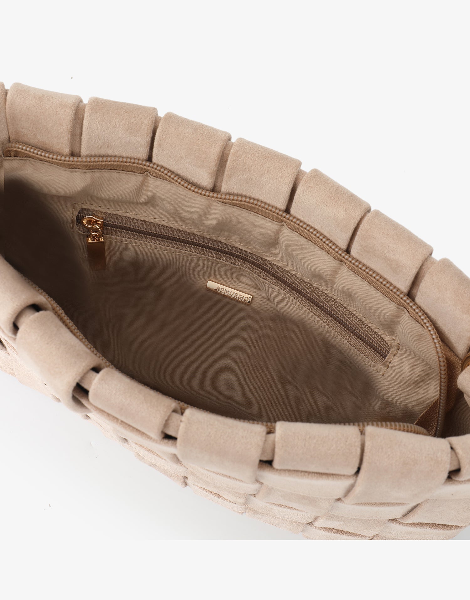 LINDY CLUTCH WOVEN LARGE FAUX SUEDE FOUNDATION - REMI/REID