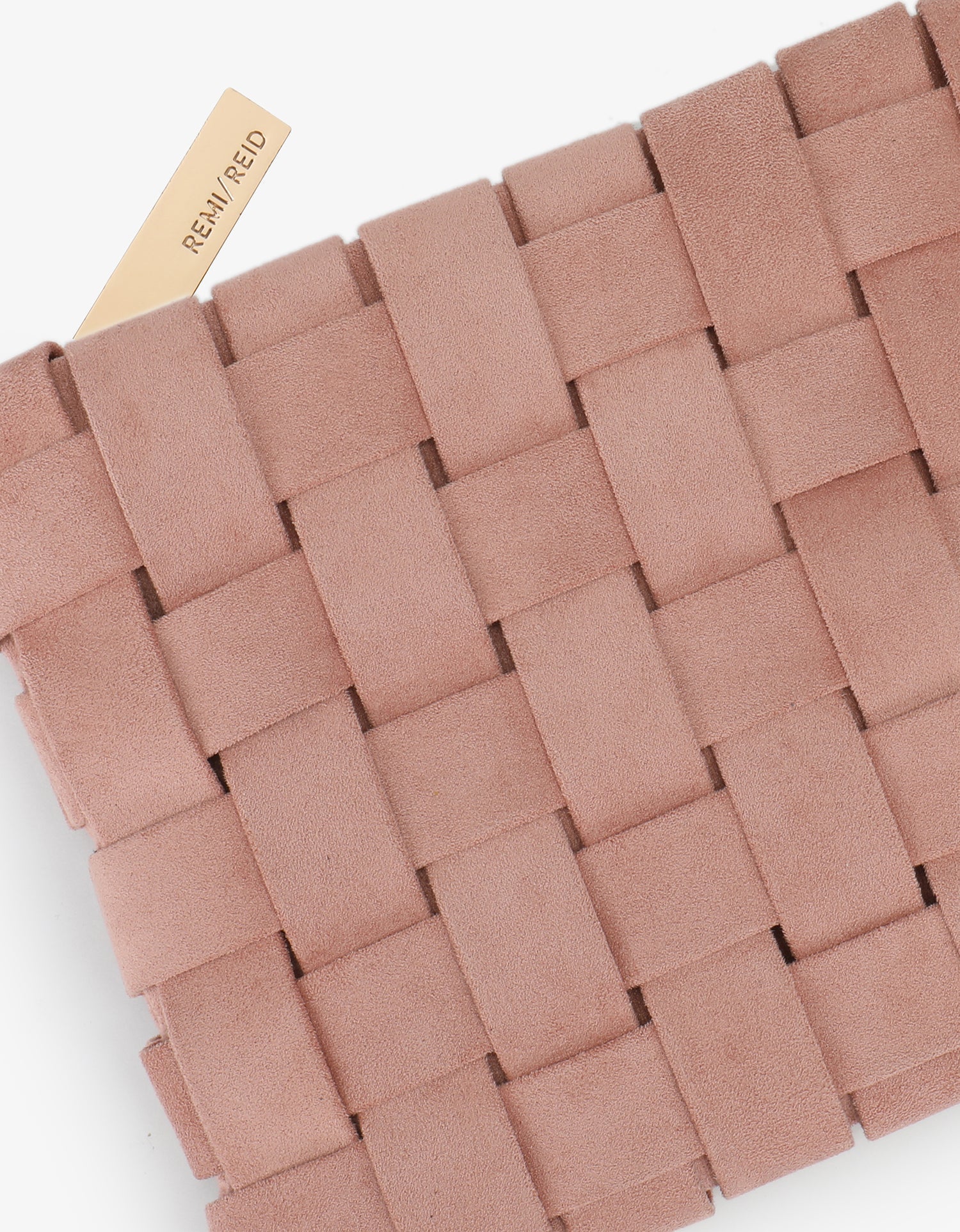 LINDY CLUTCH WOVEN LARGE FAUX SUEDE ROSE - REMI/REID