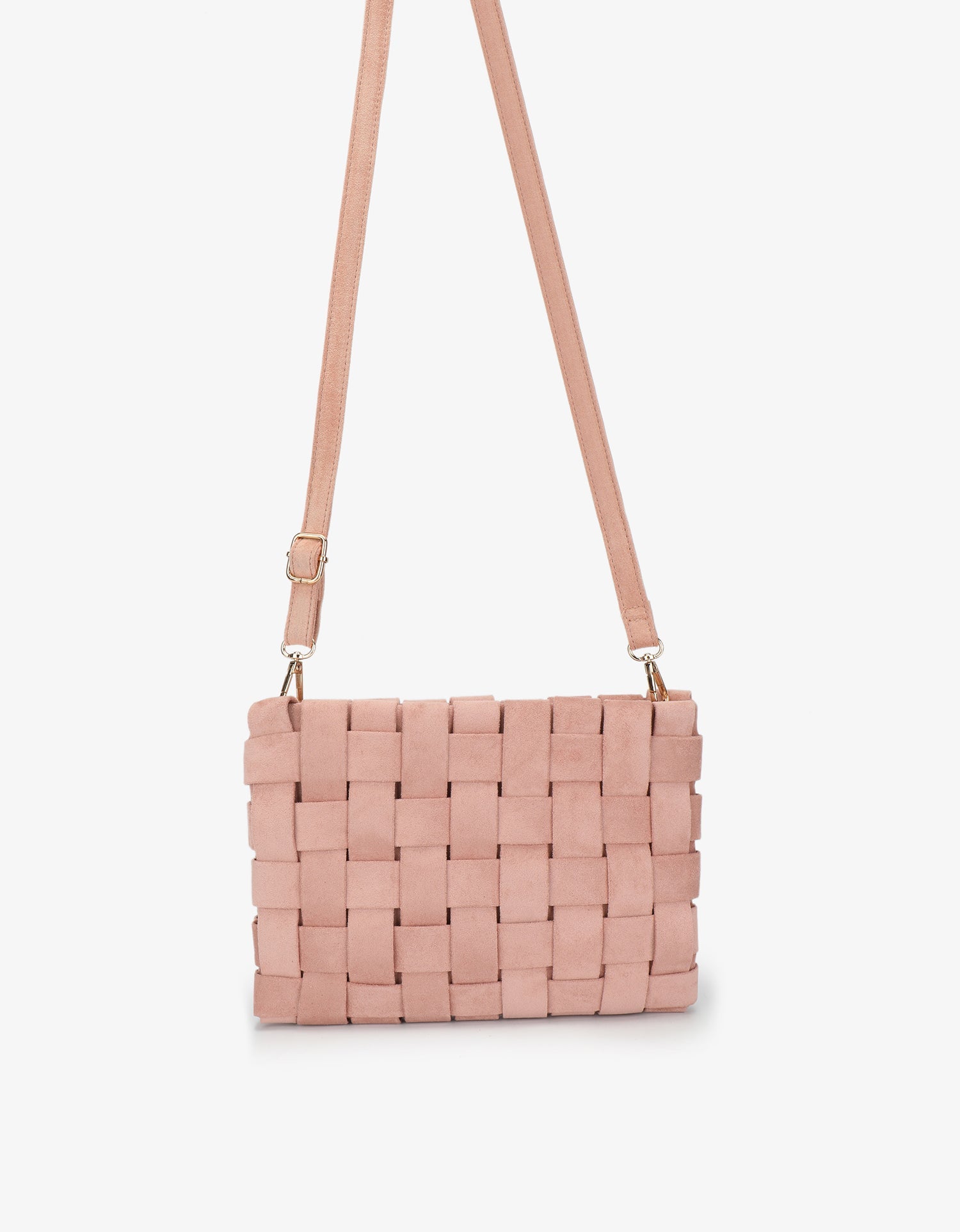 LINDY CLUTCH WOVEN LARGE FAUX SUEDE ROSE - REMI/REID