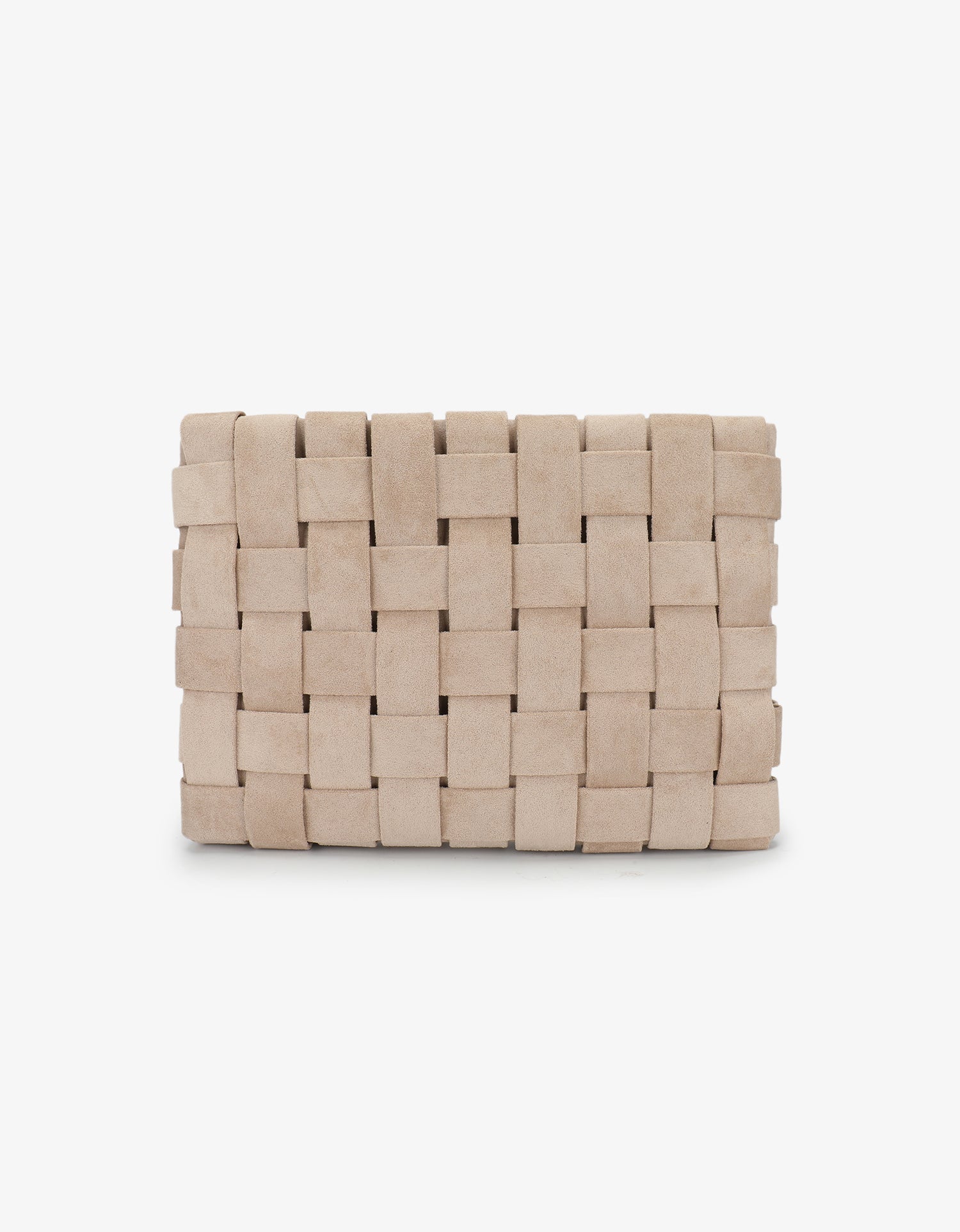LINDY CLUTCH WOVEN LARGE FAUX SUEDE TAN - REMI/REID