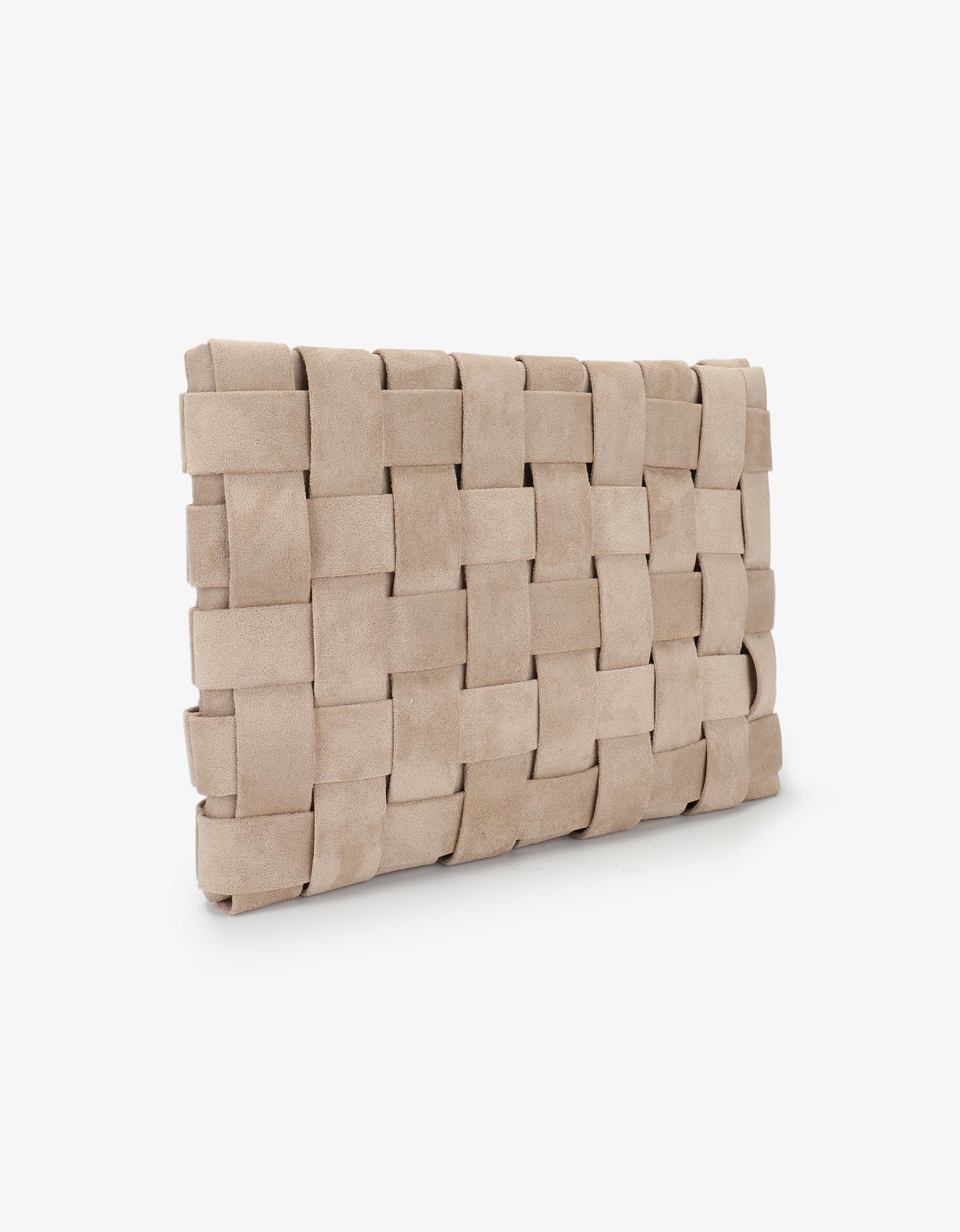 LINDY CLUTCH WOVEN LARGE FAUX SUEDE TAN - REMI/REID