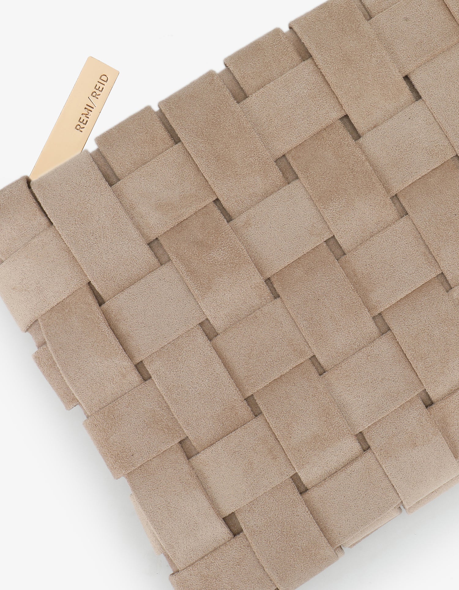 LINDY CLUTCH WOVEN LARGE FAUX SUEDE TAN - REMI/REID