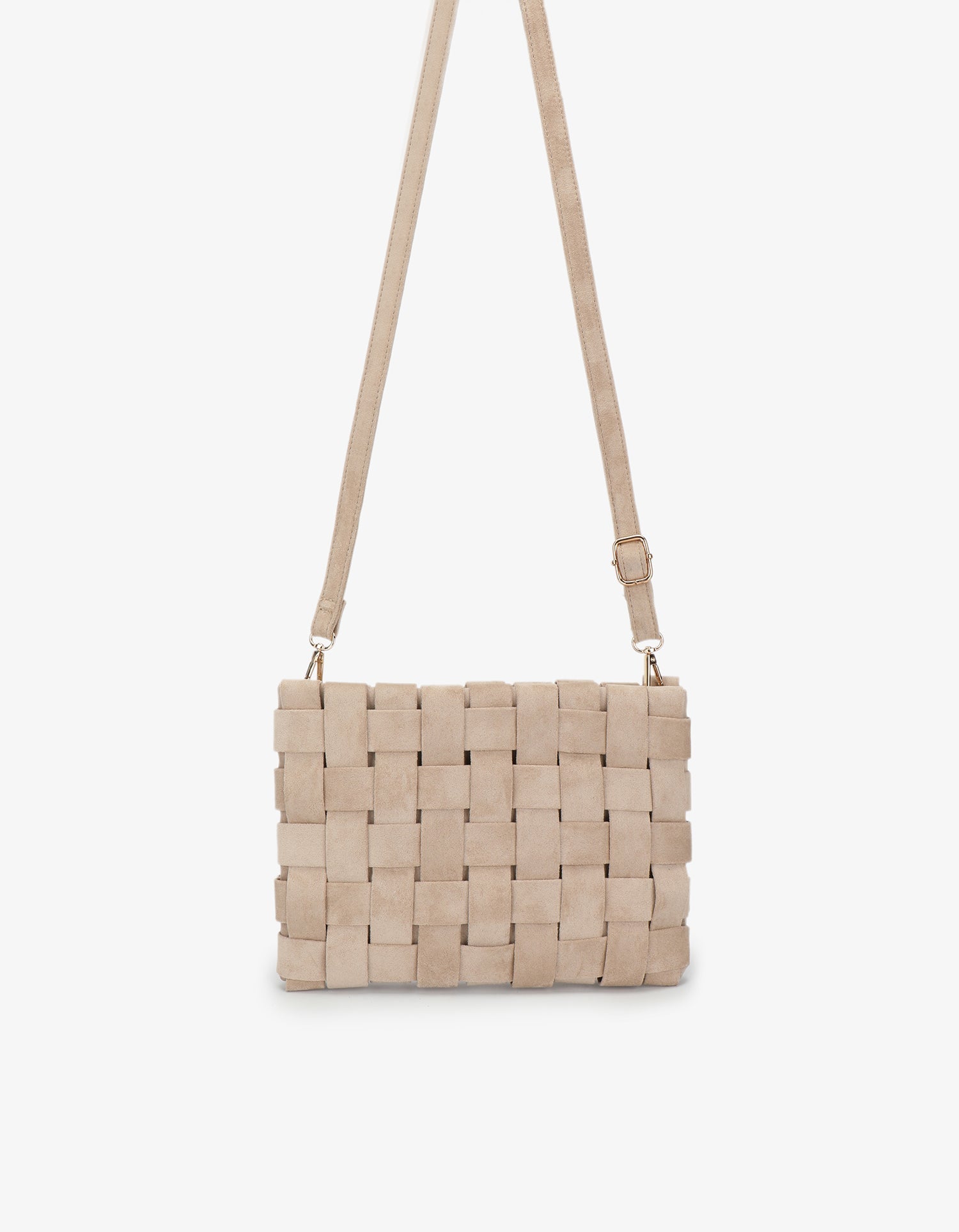 LINDY CLUTCH WOVEN LARGE FAUX SUEDE TAN - REMI/REID