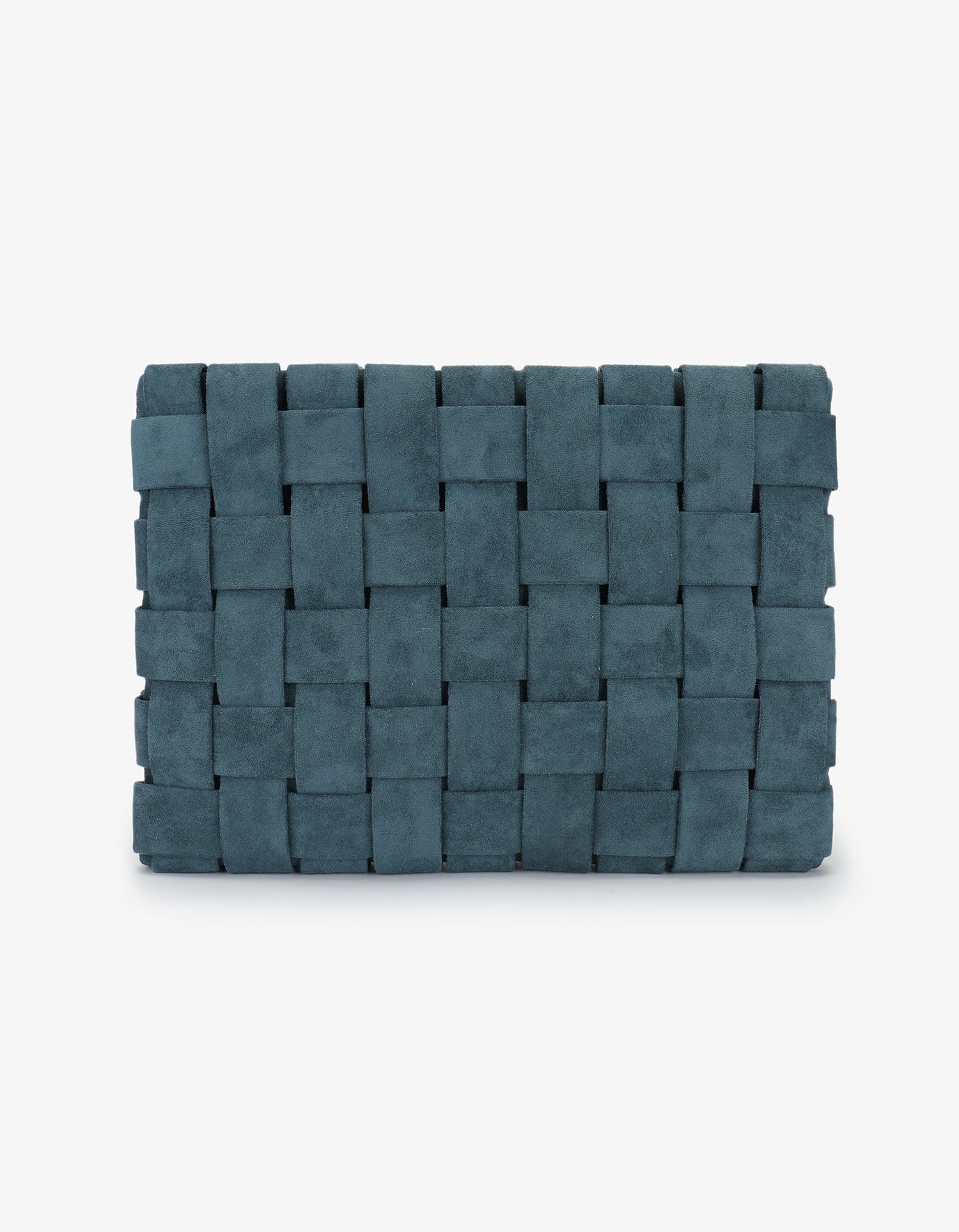 LINDY CLUTCH WOVEN LARGE FAUX SUEDE TEAL - REMI/REID