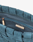LINDY CLUTCH WOVEN LARGE FAUX SUEDE TEAL - REMI/REID