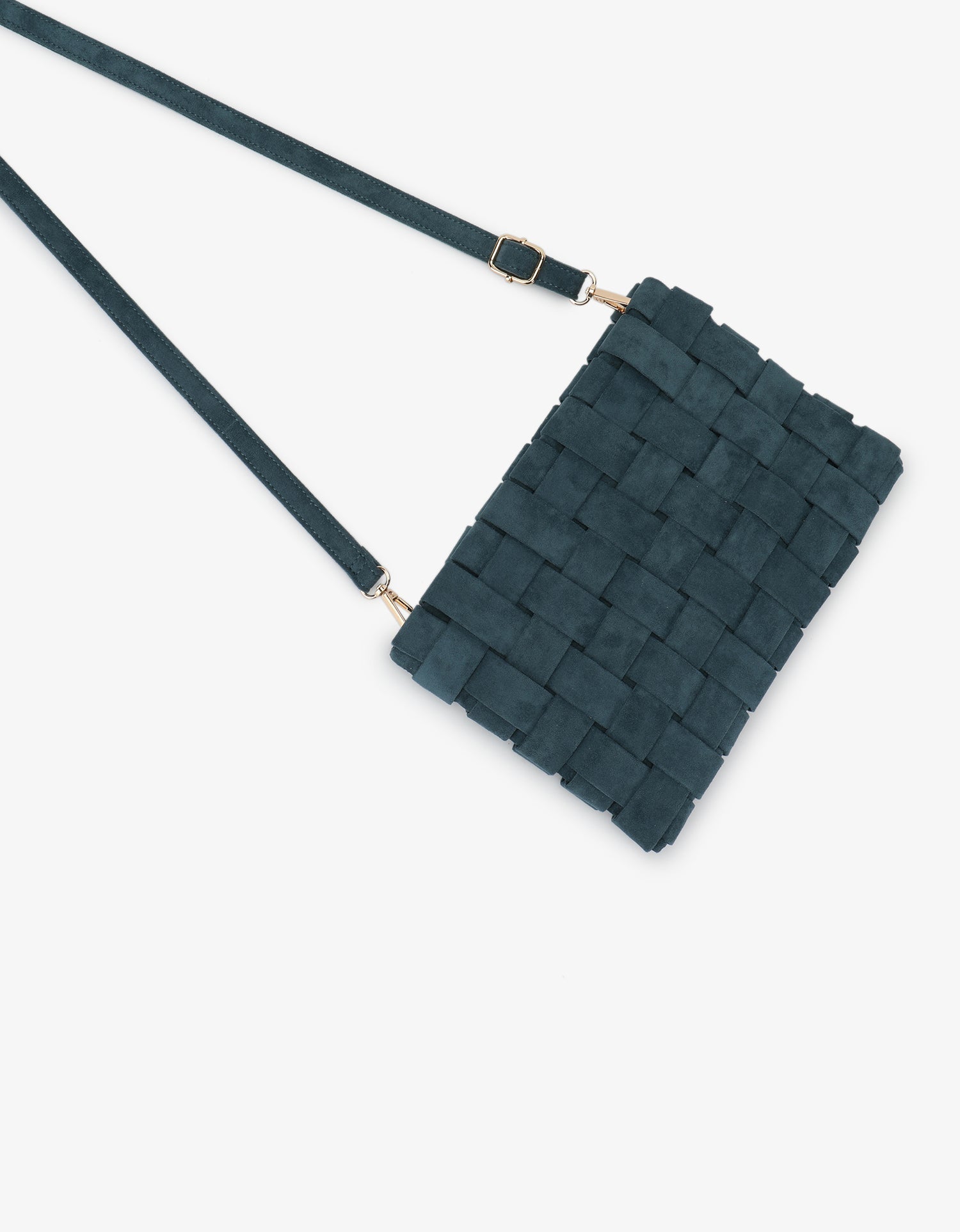 LINDY CLUTCH WOVEN LARGE FAUX SUEDE TEAL - REMI/REID