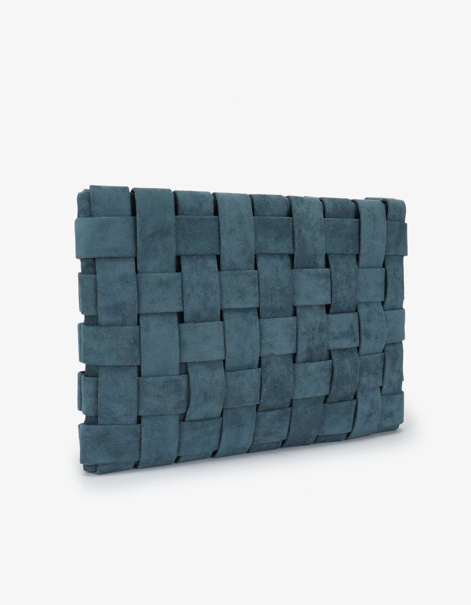 LINDY CLUTCH WOVEN LARGE FAUX SUEDE TEAL - REMI/REID