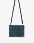 LINDY CLUTCH WOVEN LARGE FAUX SUEDE TEAL - REMI/REID