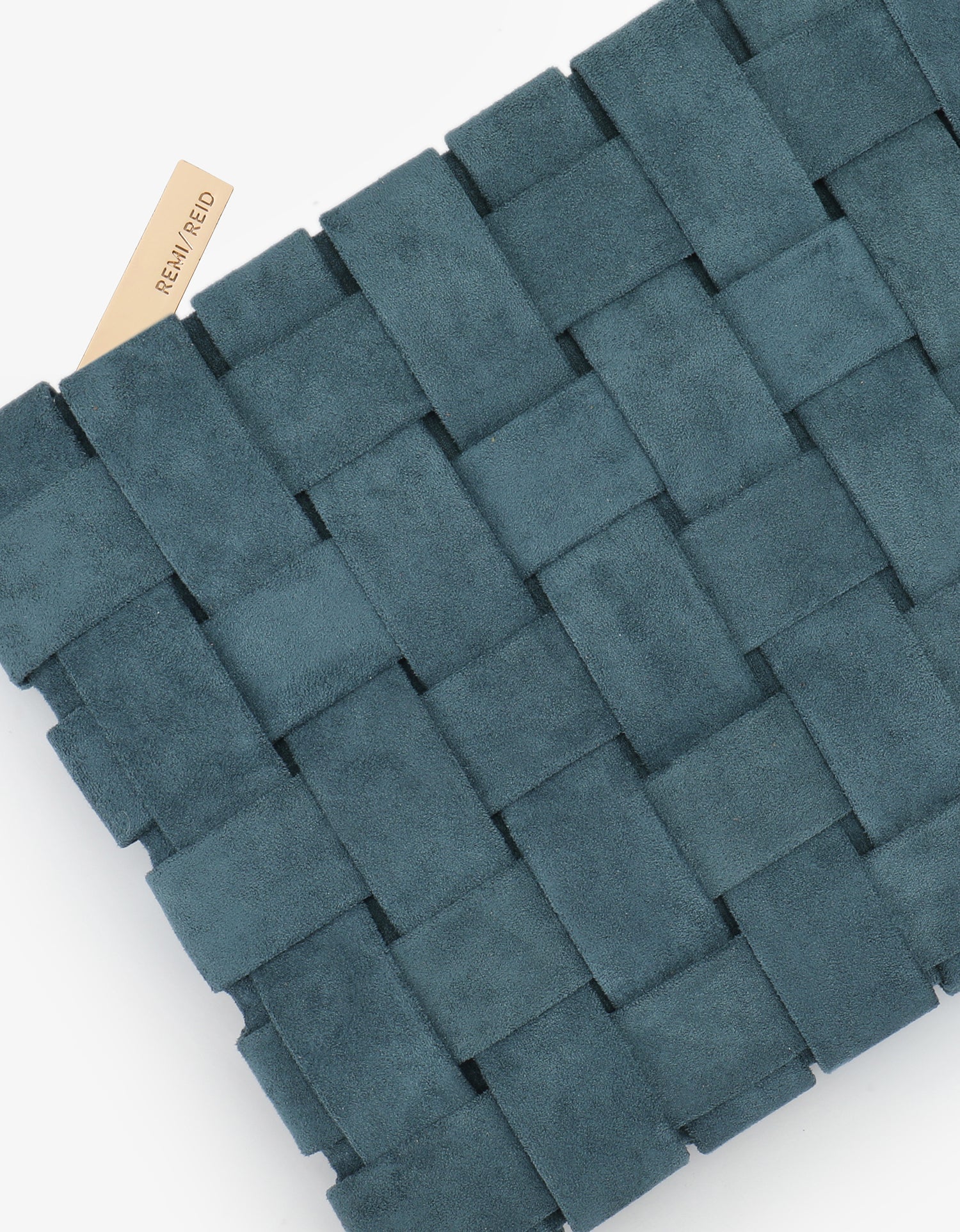 LINDY CLUTCH WOVEN LARGE FAUX SUEDE TEAL - REMI/REID