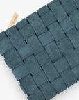 LINDY CLUTCH WOVEN LARGE FAUX SUEDE TEAL - REMI/REID