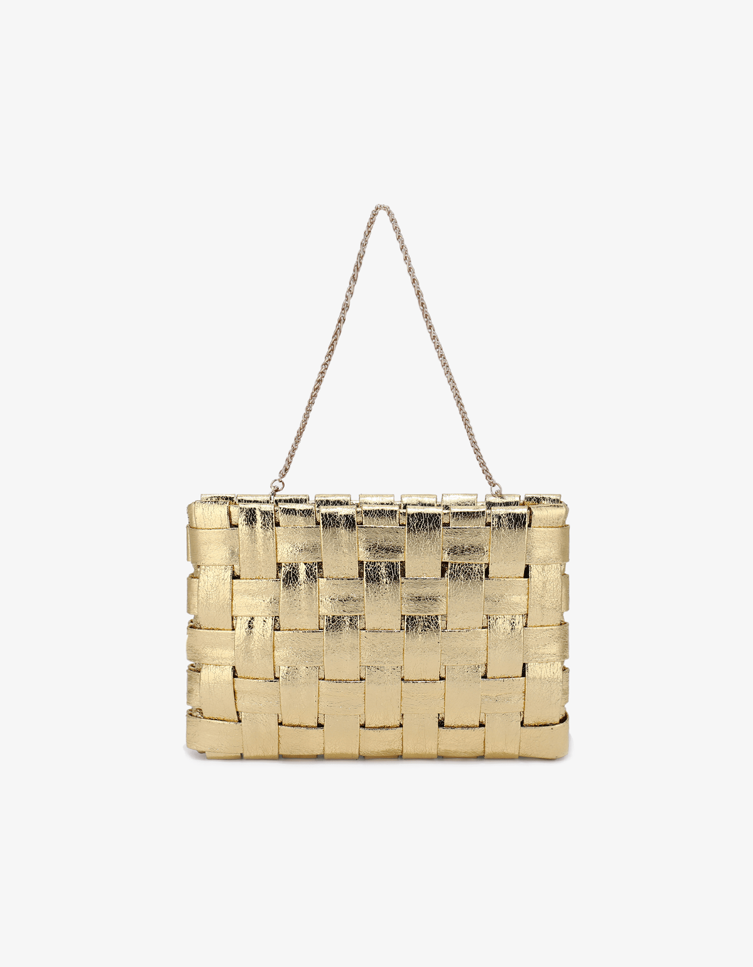LINDY CLUTCH WOVEN LARGE HI SHINE METALLIC PLATINUM - REMI/REID