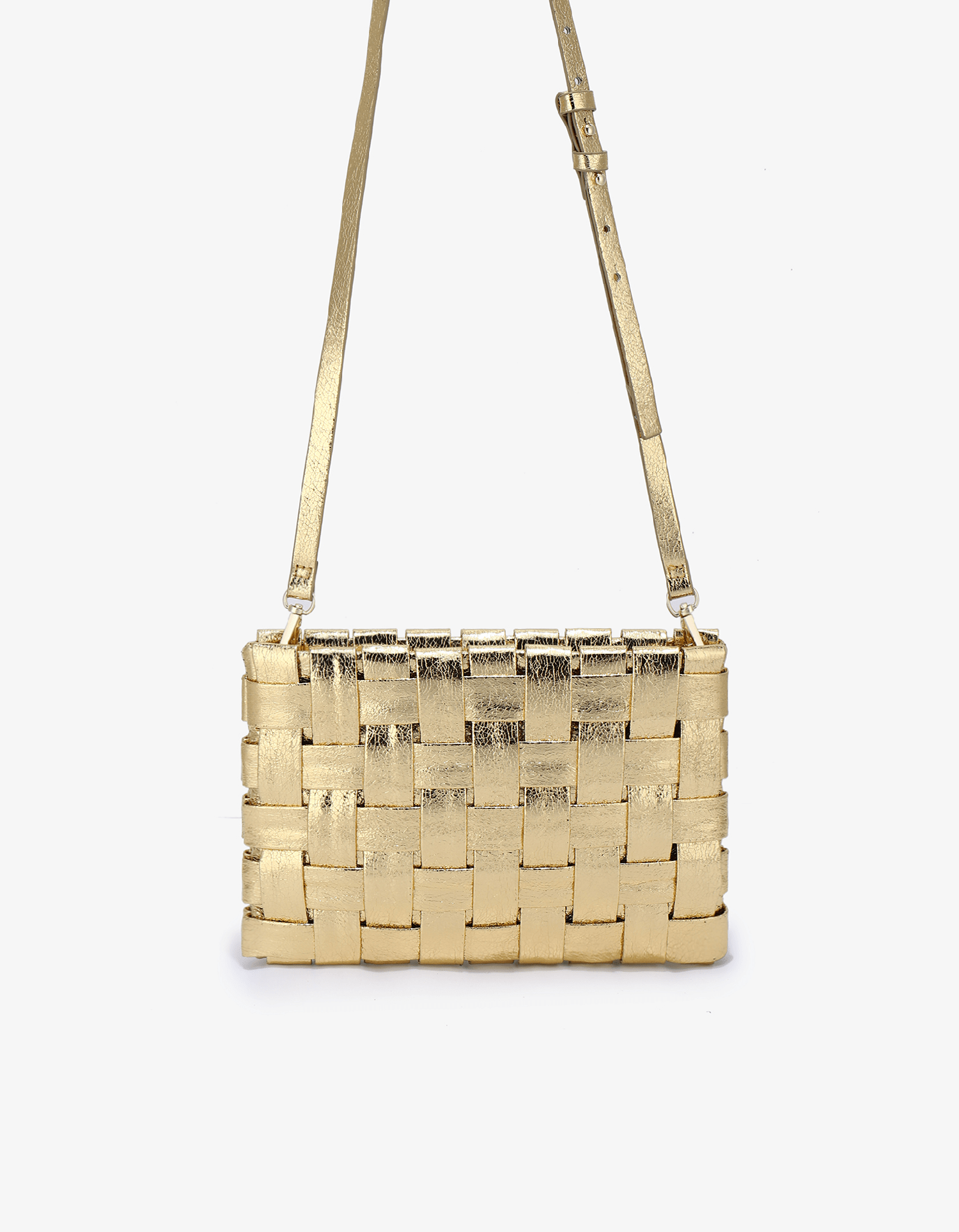 LINDY CLUTCH WOVEN LARGE HI SHINE METALLIC PLATINUM - REMI/REID